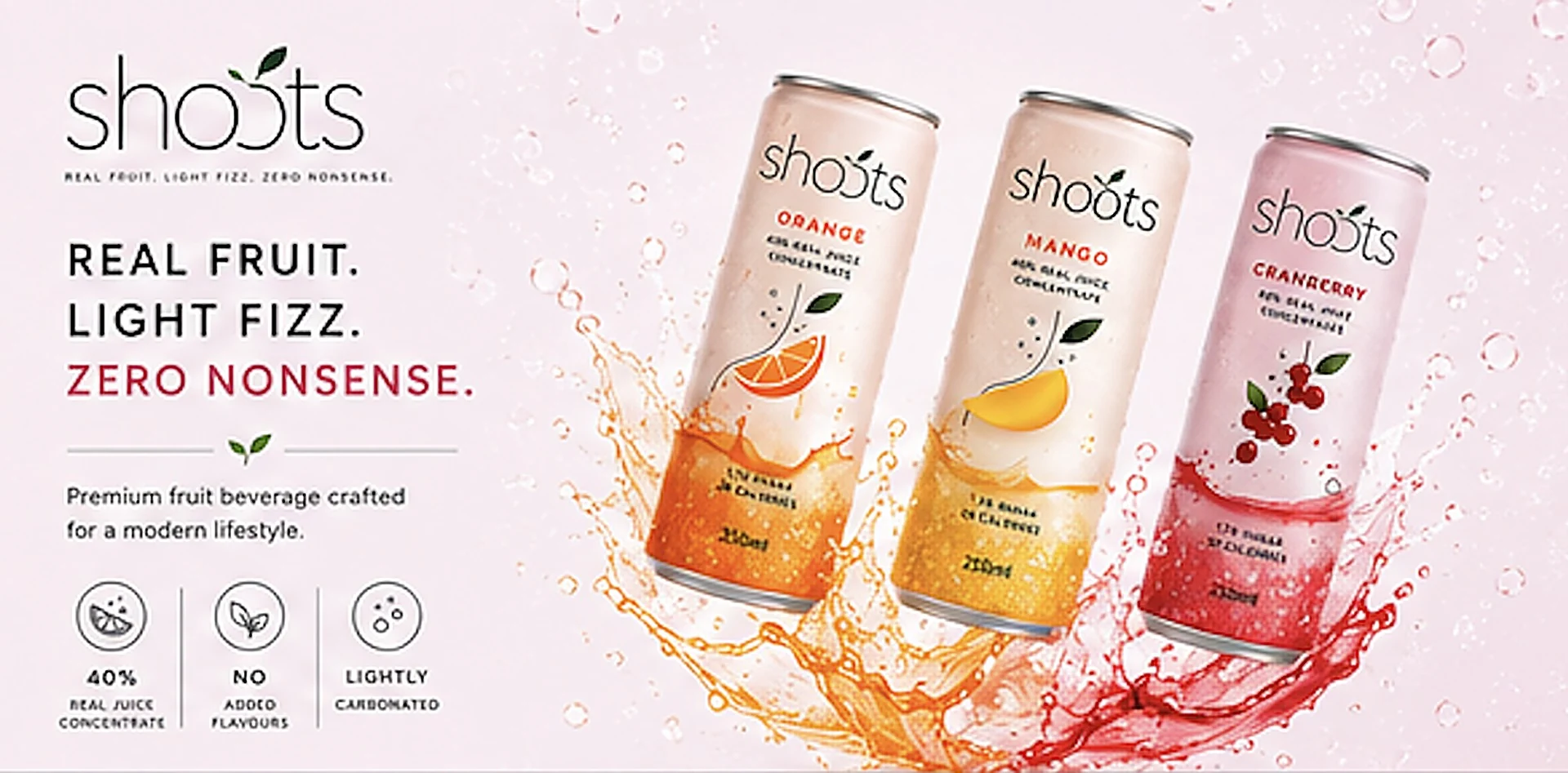 SHOOTS premium fruit beverage cans
